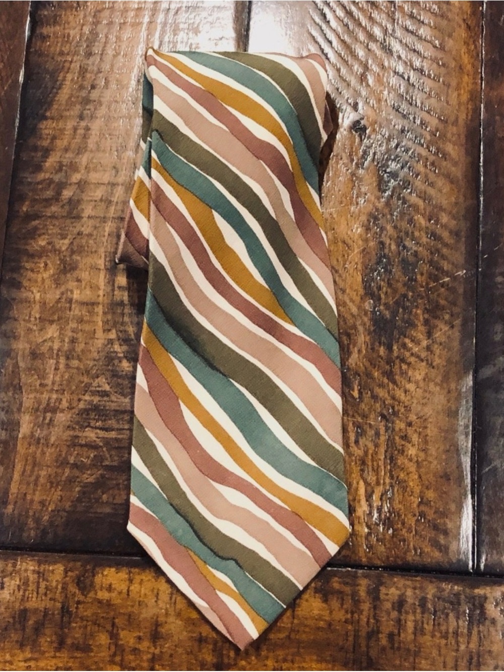 Vintage 80's Oak Tree silk multi color necktie